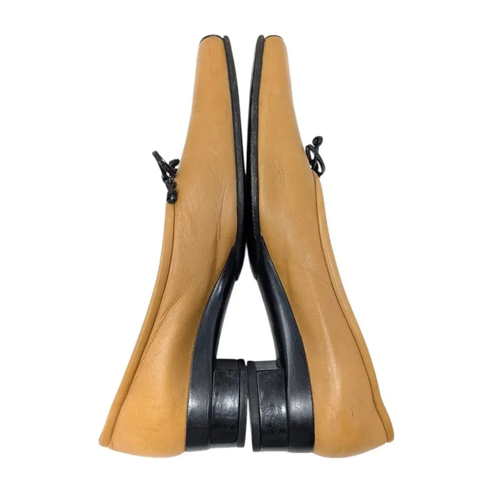 Chanel Vintage Square Toe Ballet Pump CC Logo Beige Black Bow 90s Y2K 8.5 | 9 - Picture 7 of 11